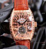 Copy Franck Muller Cintree Curvex Flying Tourbillon watch brown Leahter Strap